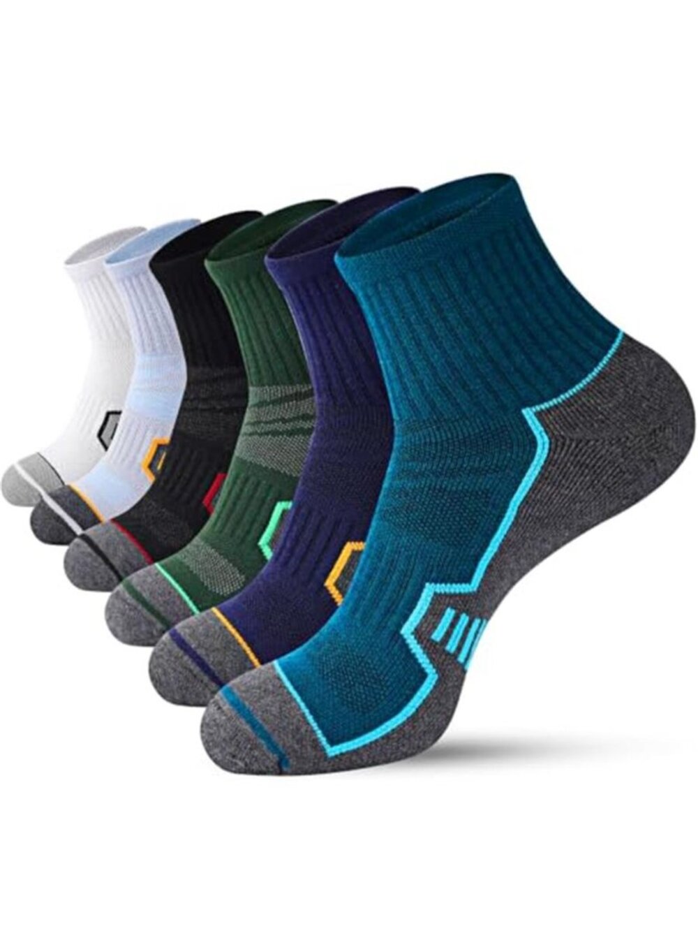 Men's Cushioned Ankle Socks, Athletic Running Gym Socks 6 Pairs
